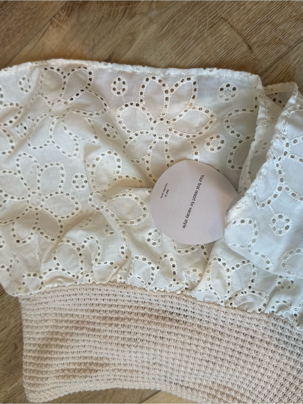 SHEIN Cream Strapless Crochet Twist Eyelet Camisole - Picture 3 of 3
